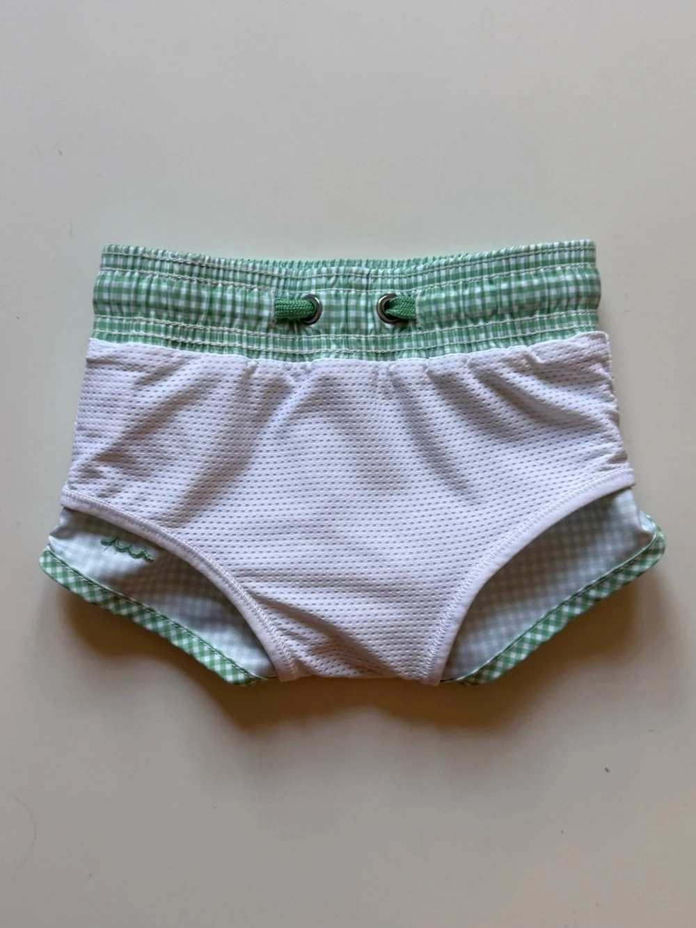 Minnow Boys Gustavia Green & White Gingham Boardie - Size 1T